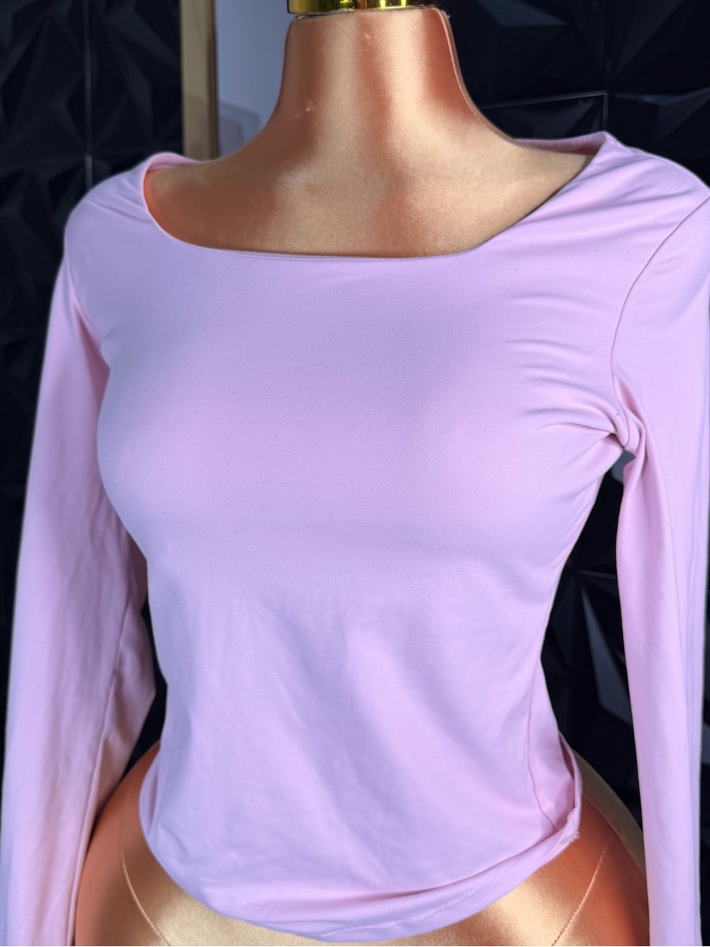 🔥👚Women's Long Sleeve Scoop Neck Top - Pink